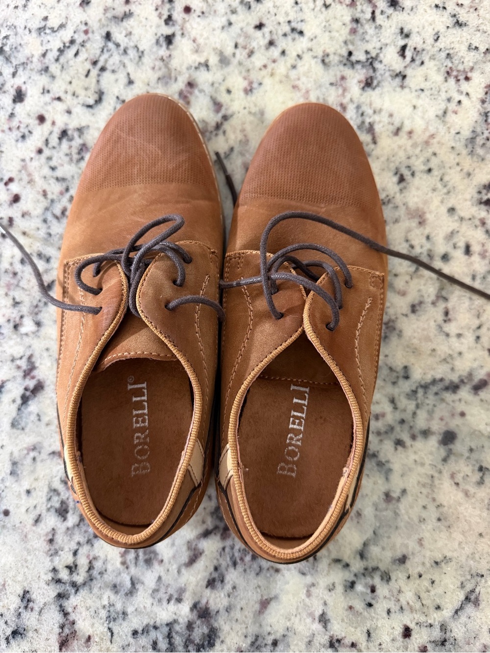 Borelli Boys Tan Suede Lace-Up Dress Shoes Size 1